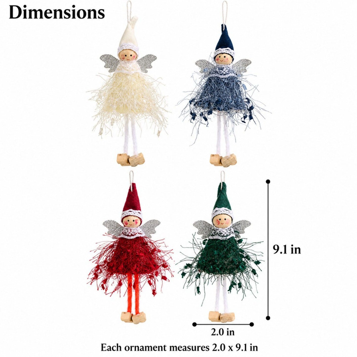 2pk Lace Angel Christmas Tree Ornaments