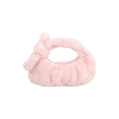 Soft Plush Bow Faux Fur Handbag Stylish Daily Shoulder Bag