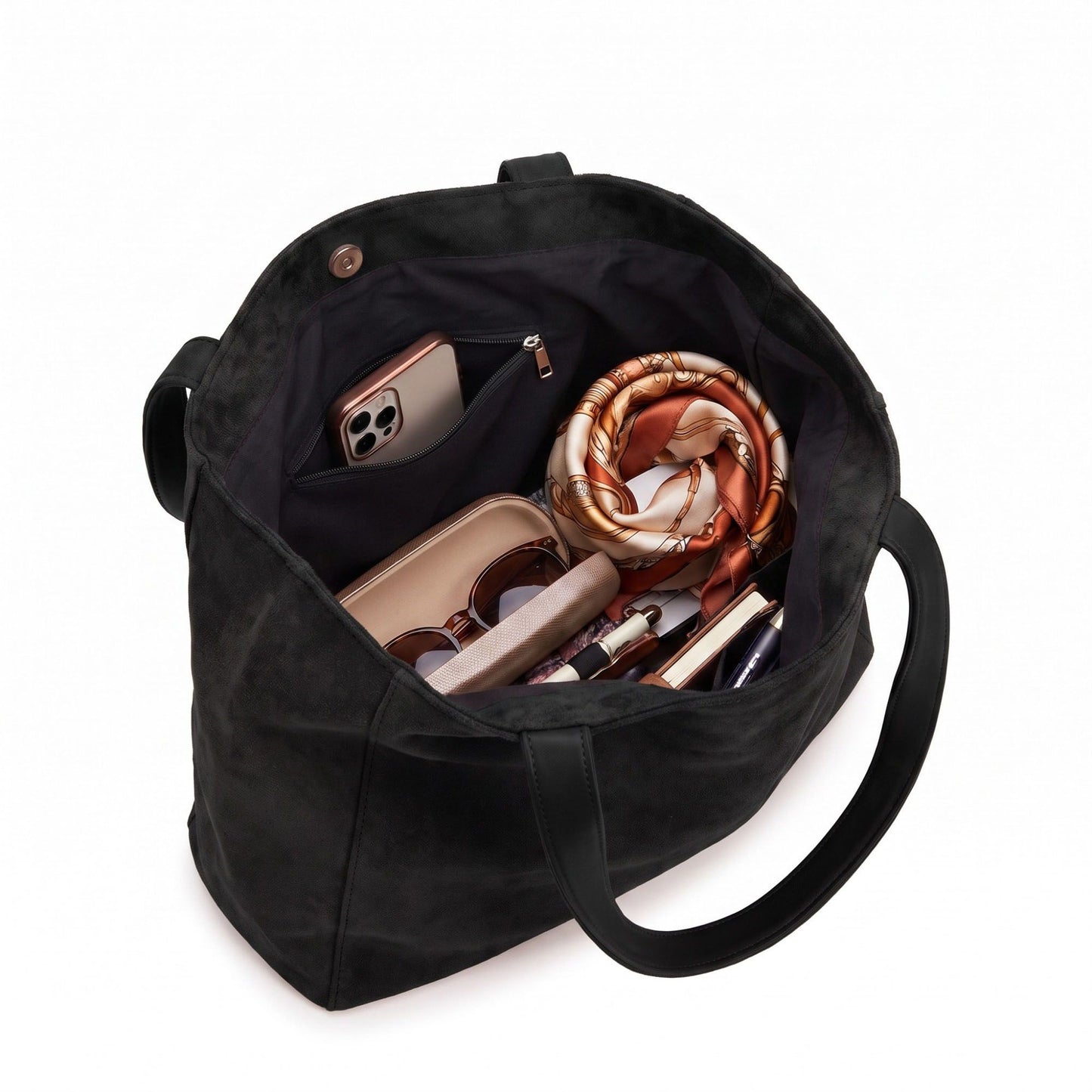 Faux Suede Hobo Shoulder Bag with Long Strap