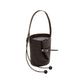 Pebbled Leather Bucket Shoulder Tote with Adjustable Buckle Accent and Open Top Design