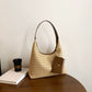 Woven Straw Shoulder Bag Hobo Handbag with Removable Pouch and Magnetic Closure