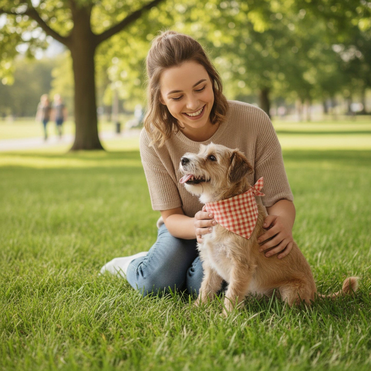 Large Pet Bandana Scarf Pink Gingham Triangle Bib for Dogs and Cats Neckerchief