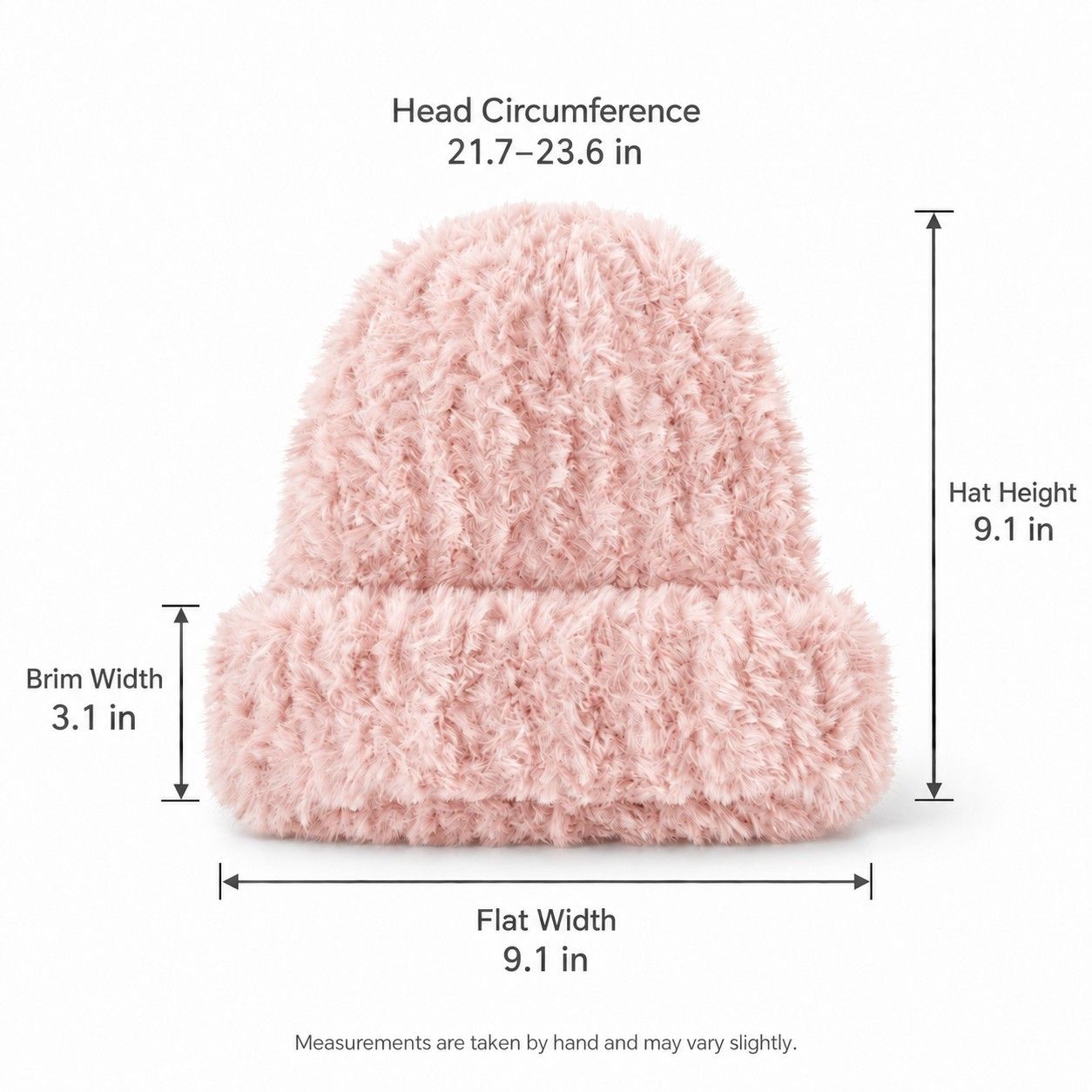 Fuzzy Knit Beanie Hat Soft Plush Cuffed Winter Cold Weather Cap