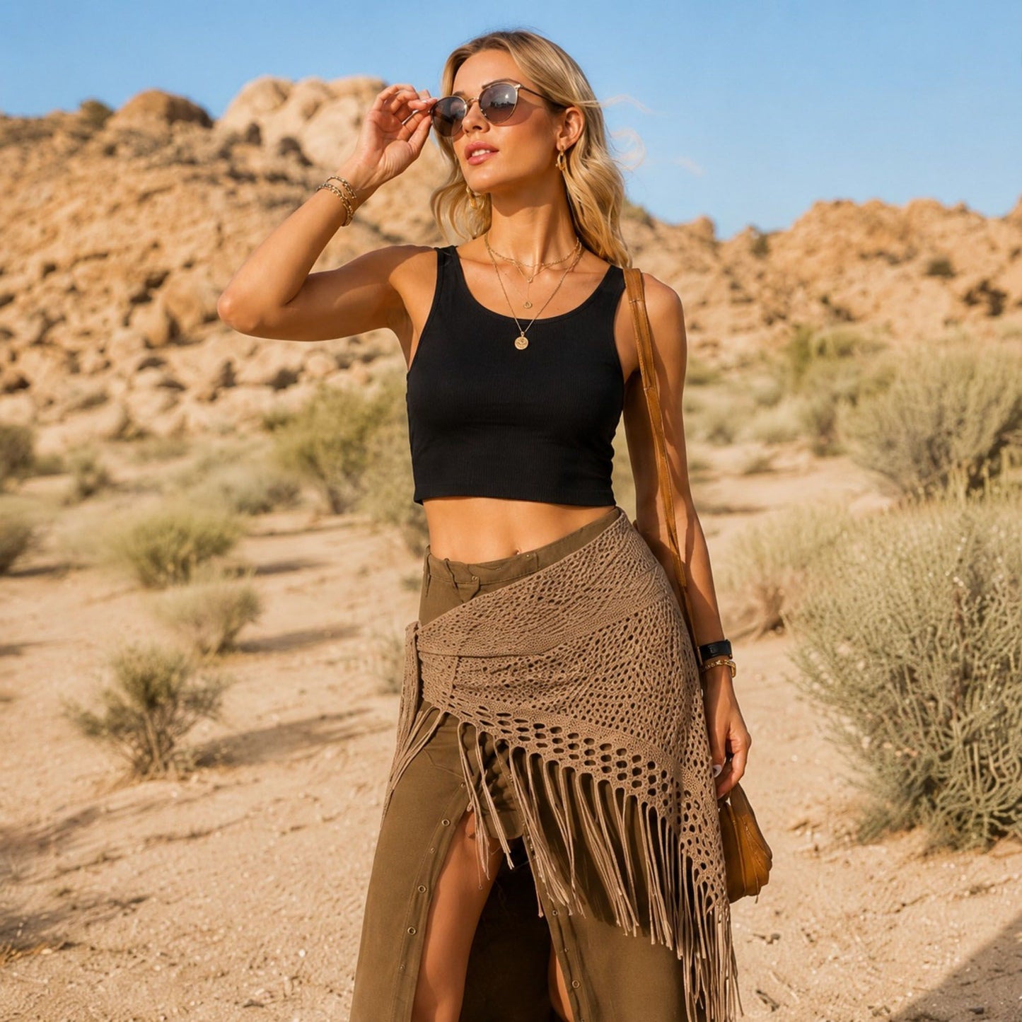 Crochet Fringe Triangle Wrap Belt