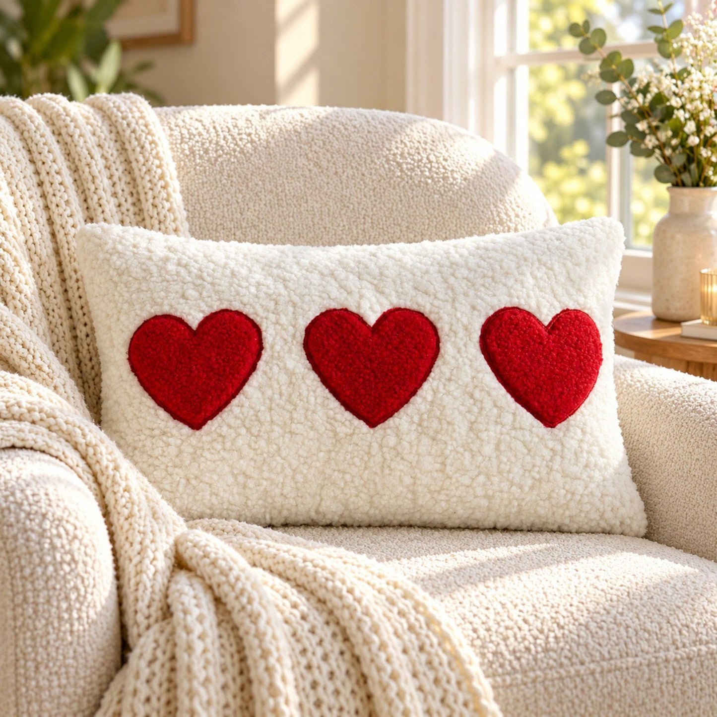 Heart Tufted Decorative Throw Pillow Cover 11.8 x 19.7 in (Single Piece)