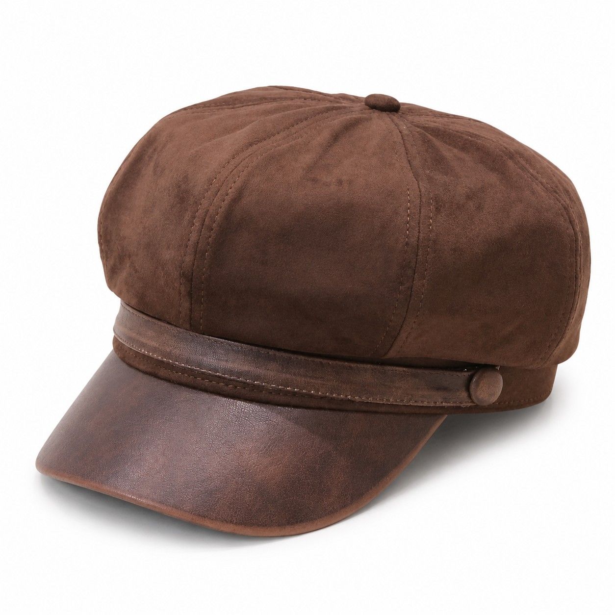Faux Suede Newsboy Cap with Contrast Brim Vintage Baker Boy Hat