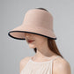 Roll Up Wide Brim Visor Sun Hat with Ponytail Hole and UV Protection Lightweight Packable Foldable Summer Cap