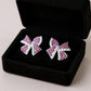 Women's Bow Knot Stud Earrings with Crystal Rhinestone Embellishments