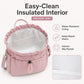 Insulated Drawstring Lunch Bag with Pockets, Top Handles and Shoulder Strap