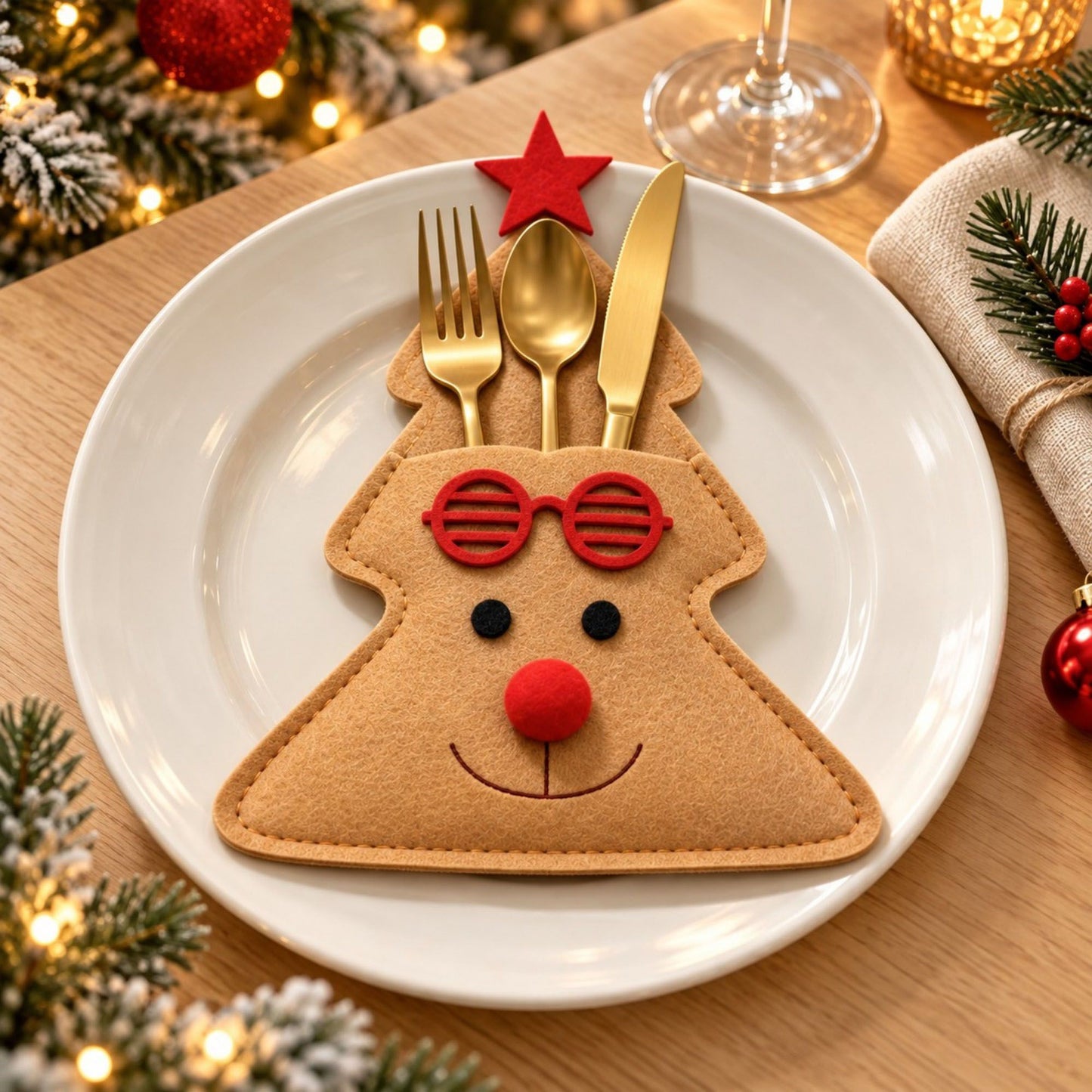4pk Christmas Tree Santa Silverware Holders