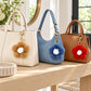 Fluffy Flower Pom Pom Keychain Cute Faux Fur Bag Charm Set