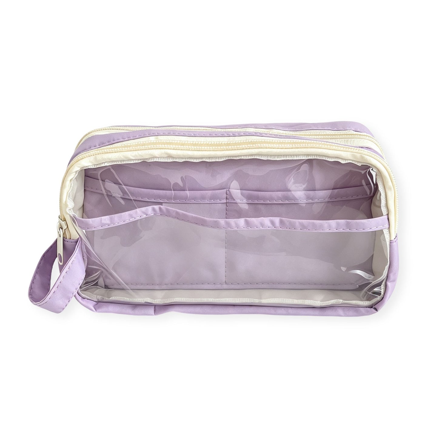 Large Capacity Clear Pencil Case Double Compartment Zipper Pouch with Handle