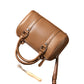 Structured Leather Barrel Satchel with Top Handles Compact Cylinder Shape and Crossbody Option
