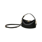 Curved Leather Mini Bag with Convertible Crossbody Strap and Foldover Turn Lock Closure