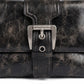 Distressed-Look Flap Shoulder Bag with Metal Clasp