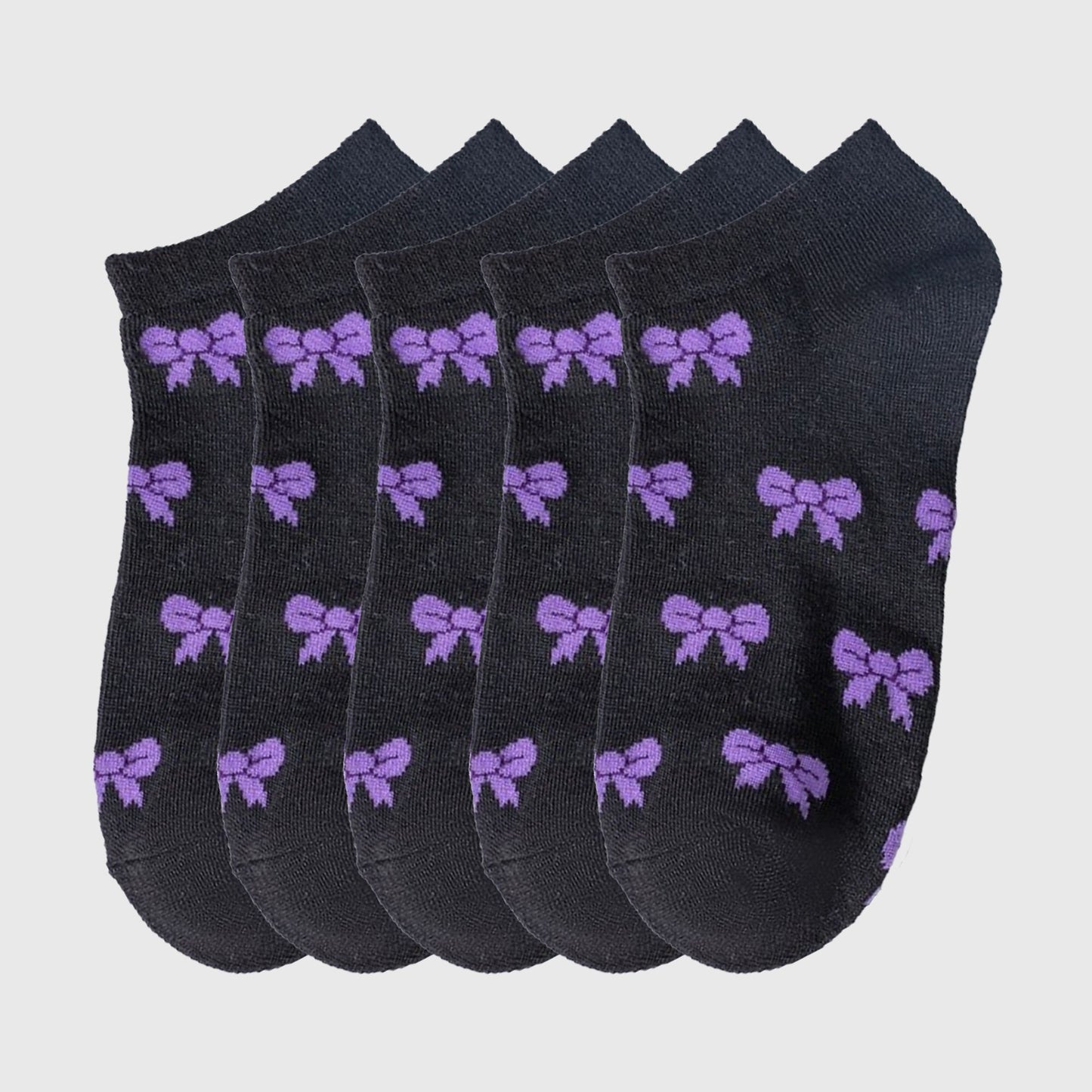 No - Show Socks with Bow Pattern for Casual 5Pk