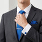 Men's Textured Solid Color Tie Gift Set with Matching Pocket Square Cufflinks and Silver Tie Clip
