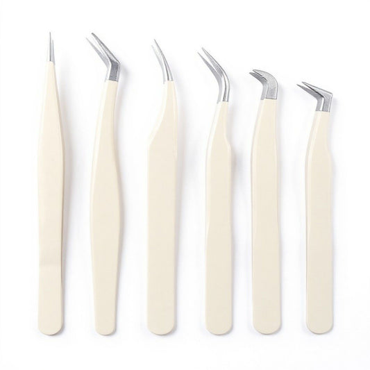 Precision Stainless Steel Tweezers Set with Multiple Tip Styles for Detailed Grooming and Craft Use
