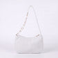 Small Corduroy Shoulder Bag with Mixed Chain Strap and Zip Closure