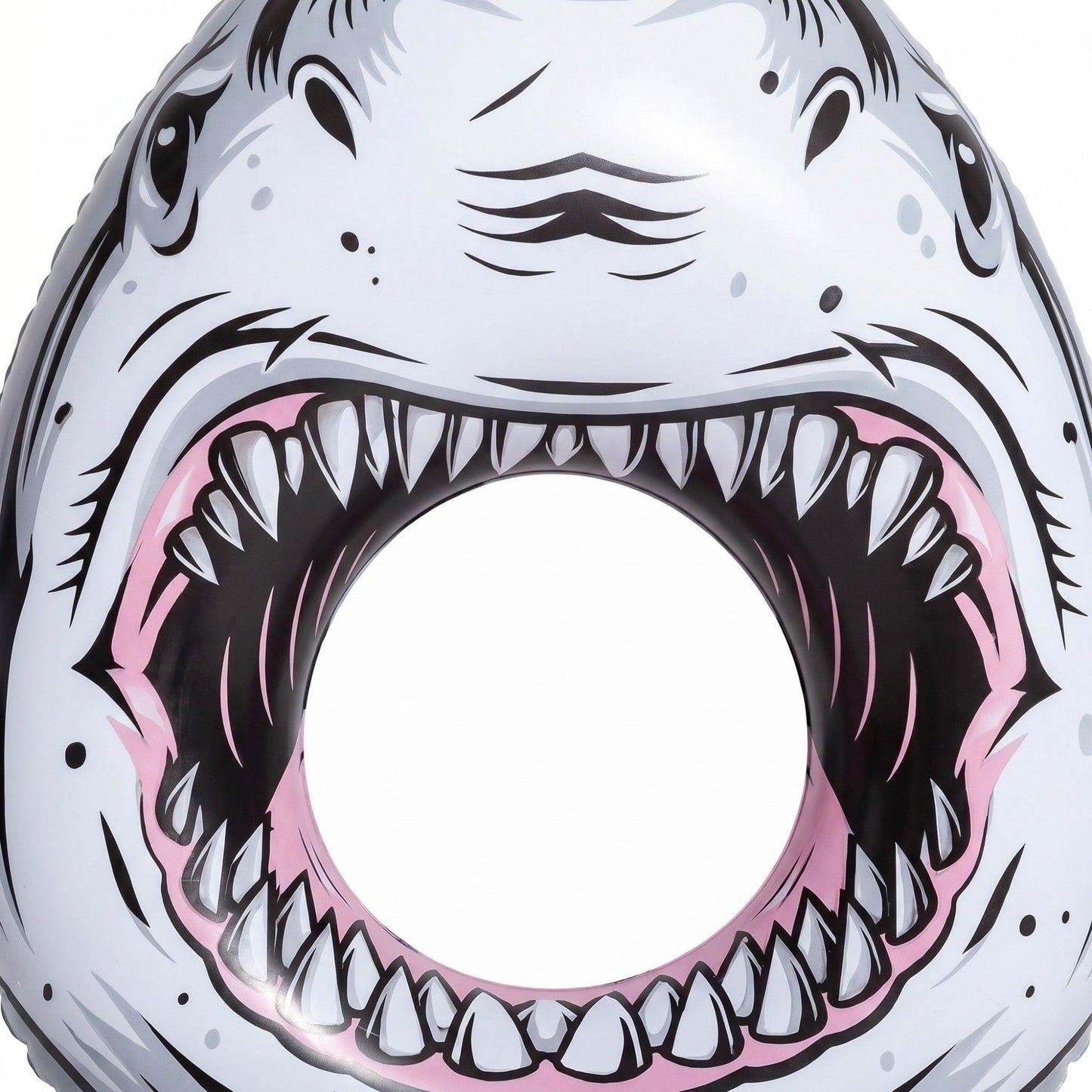 Shark-Shaped Inflatable Pool Float with Tail Design Durable PVC Swim Ring Float for Pool Beach Lake 34x34.2in