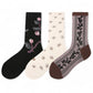 Women's 3-Pack Patterned Crew Socks with Vintage Embroidered Floral and Abstract Prints