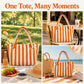 Striped Terry Cloth Tote Bag Roomy Beach and Travel Shoulder Carryall