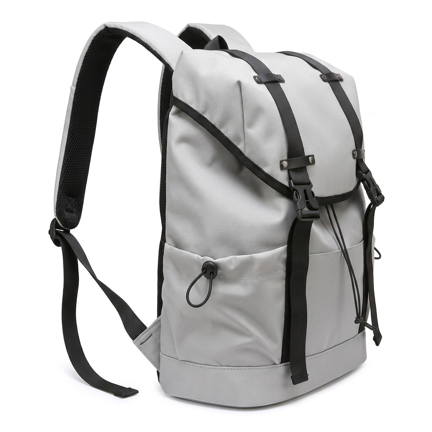 Large Flap Backpack with Drawstring Closure Buckle Straps Side Pockets and Padded Shoulder Straps