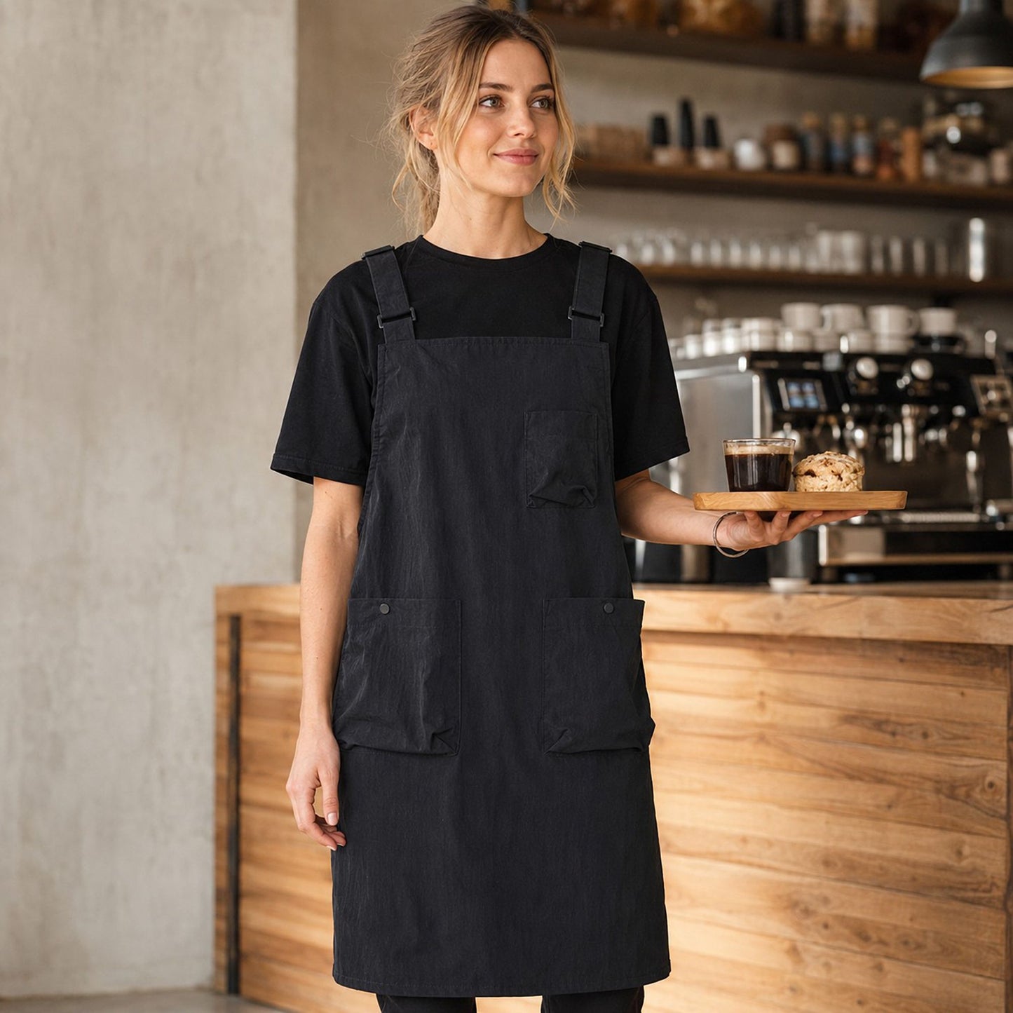 Water Resistant Utility Apron with Adjustable Straps and Three Pockets
