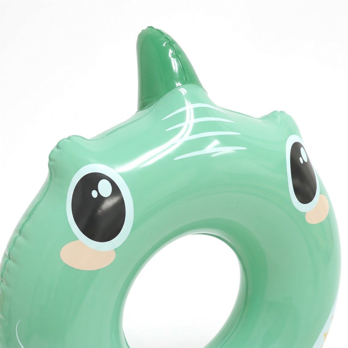 Kids Inflatable Shark Pool Ring with Fin and Cartoon Face