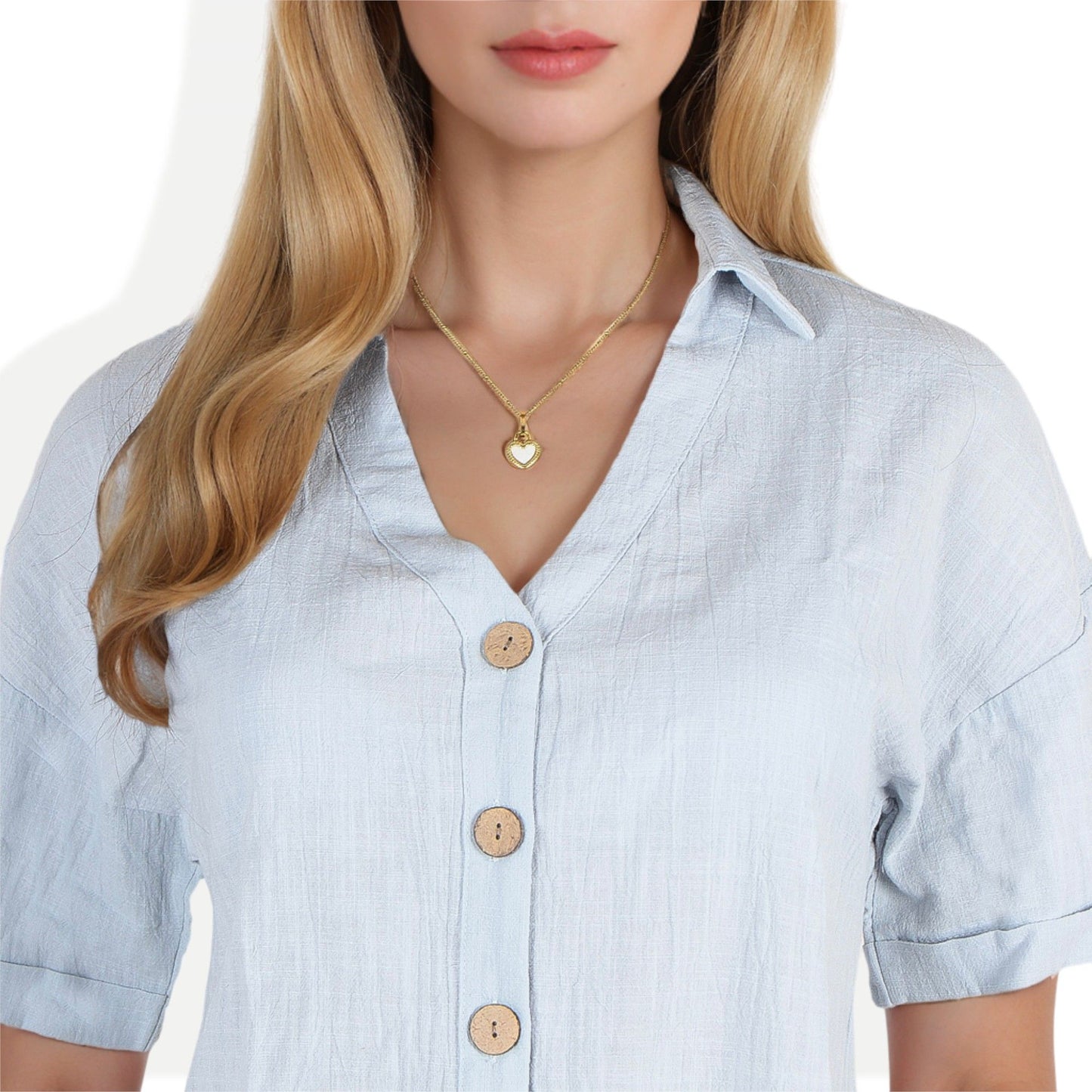Women's Stainless Steel Necklace with 18K Gold Plated Heart Lock Pendant, Mother of Pearl Inlay, Adjustable Chain, Unique Design
