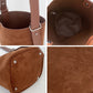 Suede Look Bucket Shoulder Bag with Adjustable Wide Strap