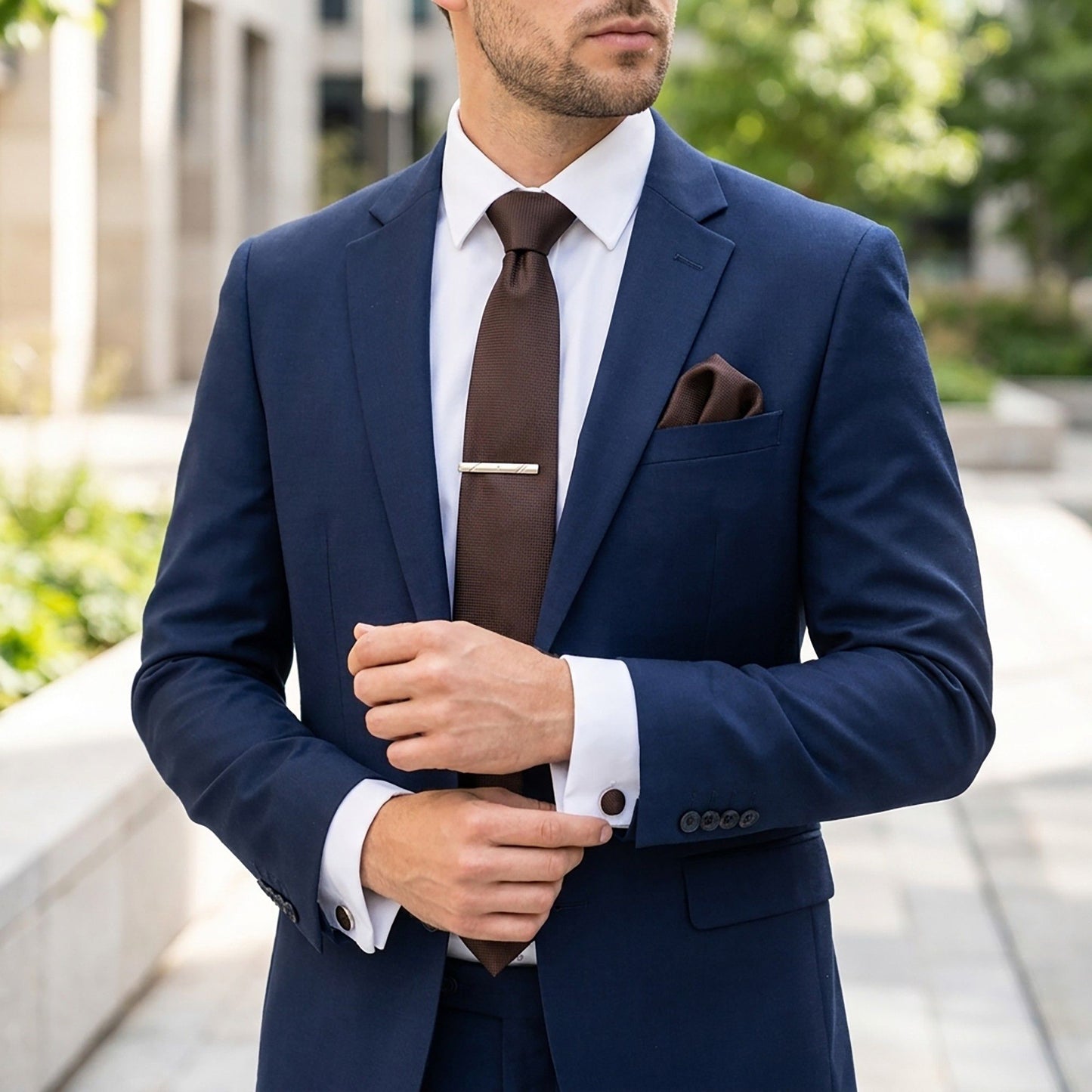 Men's Formal Tie Gift Set with Pocket Square Cufflinks Tie Clip and Gift Box