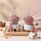 Plush Teddy Bear Keychain Bag Charm with Knit Hat and Scarf