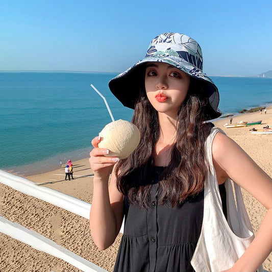 Women's 2-in-1 Double-Sided Bucket Hat with Floral & Solid Design