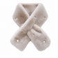 Plush Faux Fur Scarf with Pearl Accents Soft Winter Neck Warmer 31.5*4.7 Inches