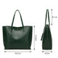 Large Faux Leather Shoulder Tote Bag with Tassel and Magnetic Snap Closure