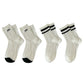 4 Pairs Crew Socks with Black and White Patterns Soft Cotton Texture Heart and Stripe for Flats and Dress Shoes