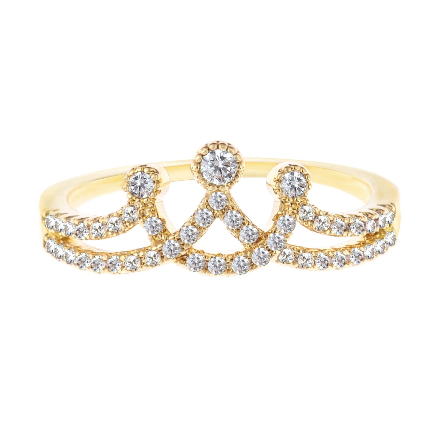 Elegant Crown and Geometric Rings for Women Sparkling Crystal Statement Band Fashion Jewelry for Daily Wear