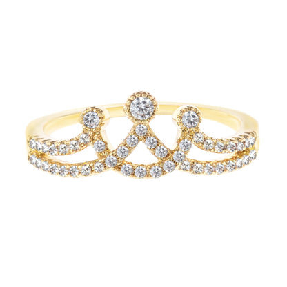 Elegant Crown and Geometric Rings for Women Sparkling Crystal Statement Band Fashion Jewelry for Daily Wear