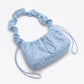 Floral Embroidered Ruched Shoulder Bag with Drawstring Closure 11x8.3x3in