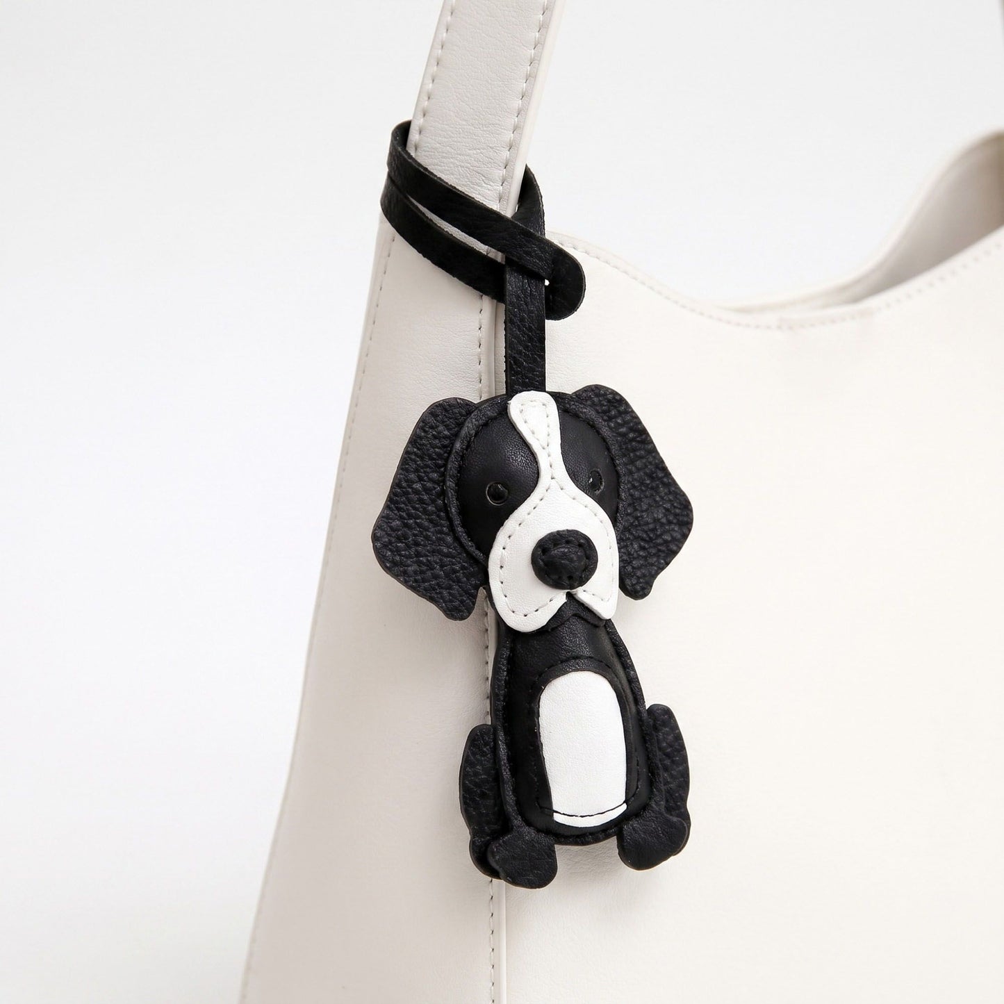 Puppy Dog Bag Charm with Faux Leather Strap