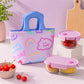 Printed Lunch Tote Bag with Padded Handles and Zipper Closure