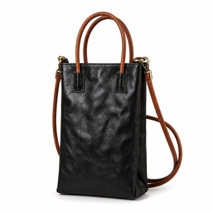 Mini Tote Bag with Top Handles and Adjustable Crossbody Strap
