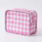 Ruffle Trim Travel Makeup Bag with Zipper Closure