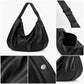 Oversized Slouchy Hobo Shoulder Bag with Adjustable Wide Strap and Zippered Pocket