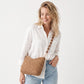 Woven Shoulder Bag with Chain Strap Zip Closure and Interior Slip Pocket