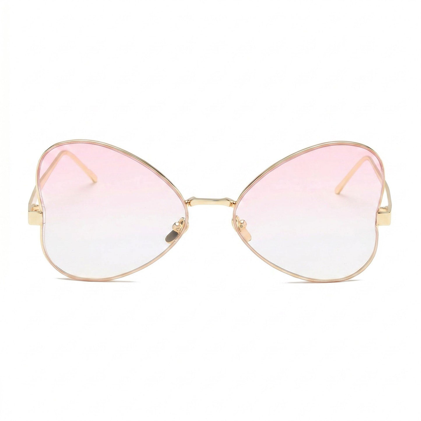 Round Oval Fashion Polarized Sunglasses with Lightweight Metal Frame and Gradient Lenses