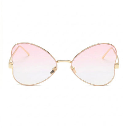 Round Oval Fashion Polarized Sunglasses with Lightweight Metal Frame and Gradient Lenses