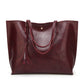 Large Faux Leather Shoulder Tote Bag with Tassel and Magnetic Snap Closure