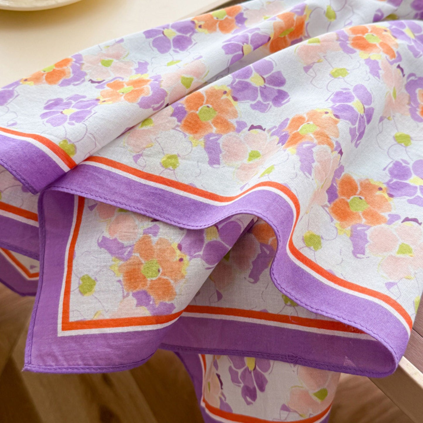 Floral Print Cotton Square Scarf Lightweight Soft Neck Hair Head Scarf Wrap 25.5¡Á25.5 Inches